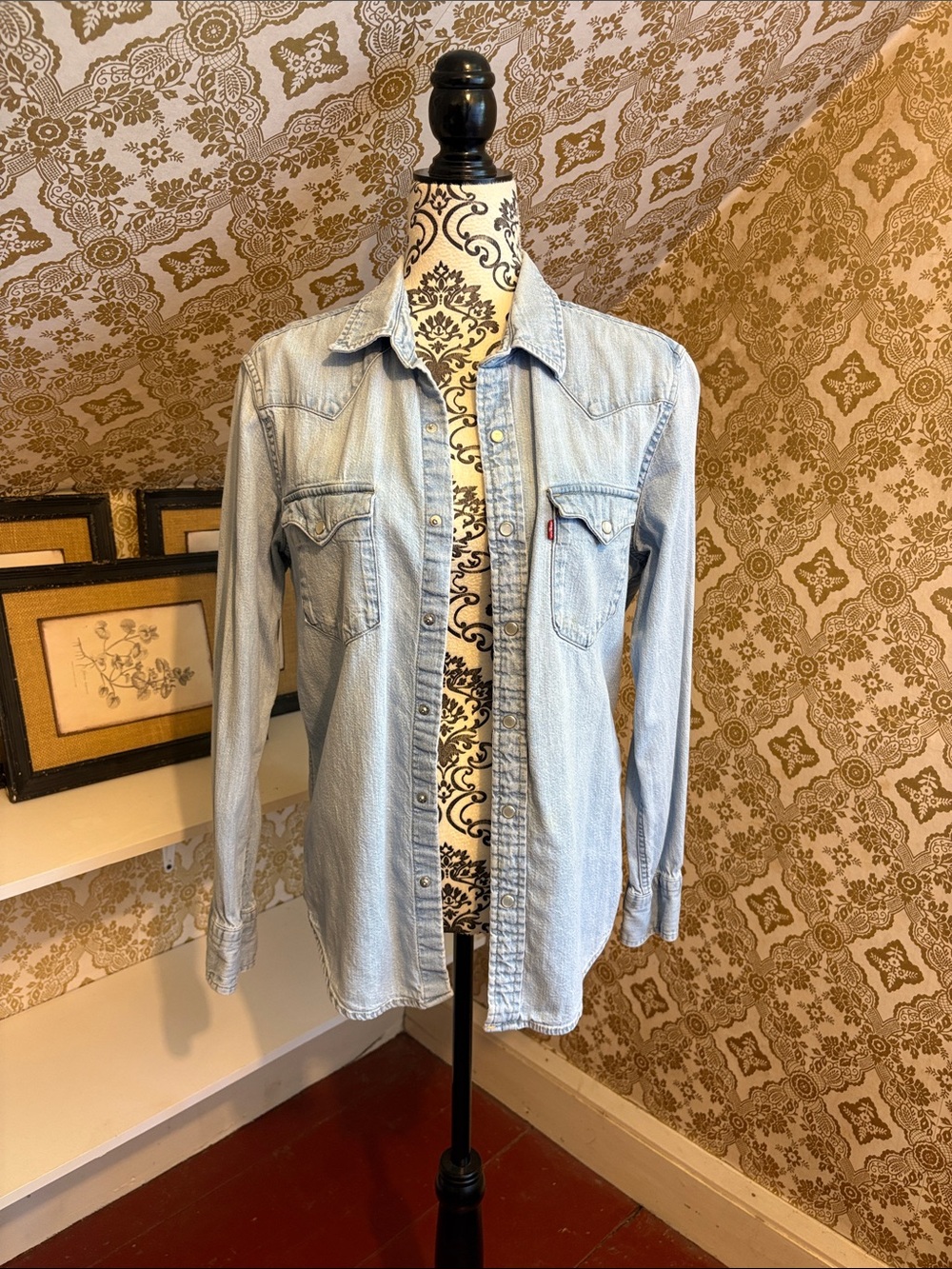Levi's Light Wash Denim Western Button-Down Shirt - Men's